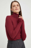 Answear Lab pulover femei, culoarea bordo, light, cu guler