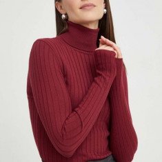 Answear Lab pulover femei, culoarea bordo, light, cu guler