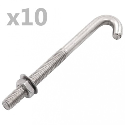 Șurub de fixare tip J cu piuliță și șaibă, M8x100 mm, 25 seturi foto