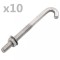Șurub de fixare tip J cu piuliță și șaibă, M8x100 mm, 25 seturi