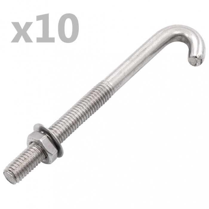 Șurub de fixare tip J cu piuliță și șaibă, M8x100 mm, 25 seturi