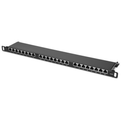 Patch Panel Cat6 cu 24 porturi RJ45 si montare in rack, Kwmobile, Negru, Metal, 48307.01.01 foto