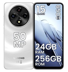 Telefon Mobil LAGENIO A12 Pro, Alb, 4G, 6.9 HD 120Hz, 24GB RAM (8GB + 16GB Extensibili), 256GB ROM, 50MP, Android 15, Unisoc T7250, OTG, Jack, FaceID,
