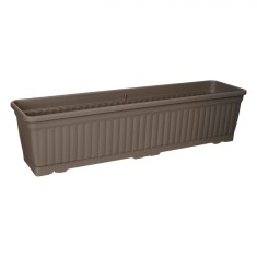 Jardiniera Flori cu Farfurie Incorporata, Plastic, Mocca, Capacitate 15 l, 71x18.5x17 cm