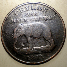 E.171 CEYLON SRI LANKA GEORGE III 1/2 HALF STIVER 1815
