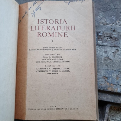 Istoria literaturii romane - G. Calinescu Vol.I 1954 foto