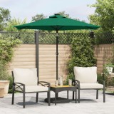 VidaXL Umbrelă soare de grădină st&acirc;lp din oțel/LED verde 225x225x212cm
