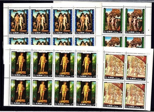 Ajman 1968 Paintings, Religion, Cranach, block x 8, MNH S.203