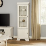 Vitrina living VMW1, 2 usi, 4 polite, Pal melaminat, cu insertii MDF, Alb Antichizat