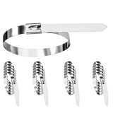 Cumpara ieftin Set 20 bride metalice inox 350 mm, coliere autoblocante din otel inoxidabil pentru fixarea cablurilor, conductelor si tevilor