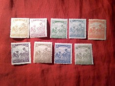 Serie mica Semanatorii Ungaria 1916 9 val. (din 10v) +Serie 1 val. 1918 4f , 2 val. : 2 si3f pliu foto