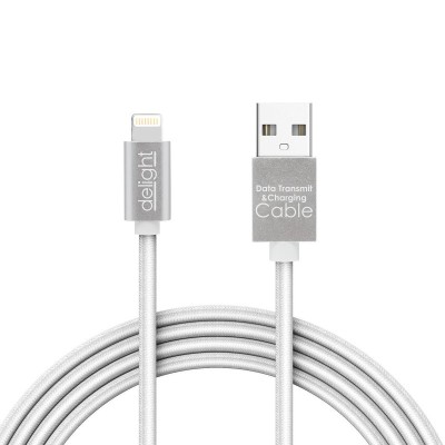 Cablu de date iPhone Delight, 1 A, 1 m, iluminare LED, Argintiu foto