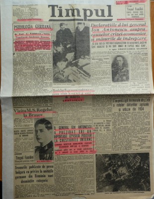Ziarul Timpul, 22 octombrie 1940, Declaratiile Generalului Ion Antonescu foto