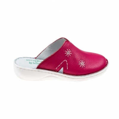 Saboti medicali femei, FUCSIA din piele naturala box, Med-Line BR298FUCSIA foto