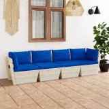 vidaXL Canapea grădină din paleți, 4 locuri, cu perne, lemn de molid 3063454