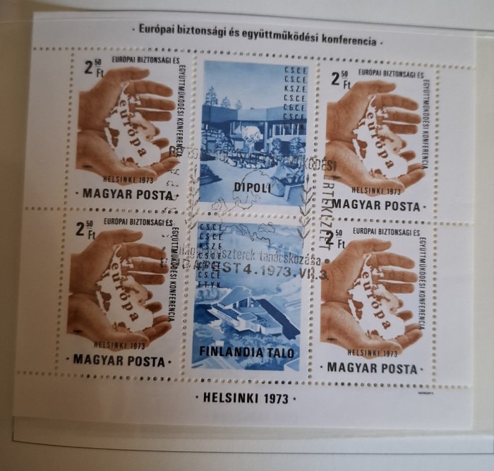 Ungaria 1973 - stampila prima zi - CSCE Helsinki - Michel bloc 99A