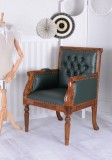 Scaun Chesterfield din lemn mahon cu tapiterie verde MAR107