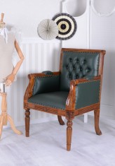 Scaun Chesterfield din lemn mahon cu tapiterie verde MAR107