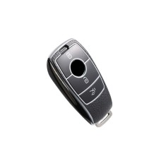 Husa de protectie premium pentru cheie auto, Elegance Luxury Cover Key, Neagra cu insertii piele compatibila cu Mercedes Benz A C E S G Class W177 W20