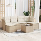 Gossi set canapele de gradina, 7 piese, cu perne, bej, poliratan