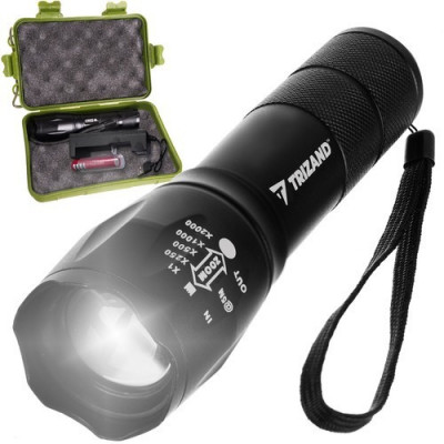 Lanterna LED T6, 3 moduri iluminare, reglare zoom, culoare alba-rece, intrare USB, waterproof, aluminiu, 300lm, 5W foto