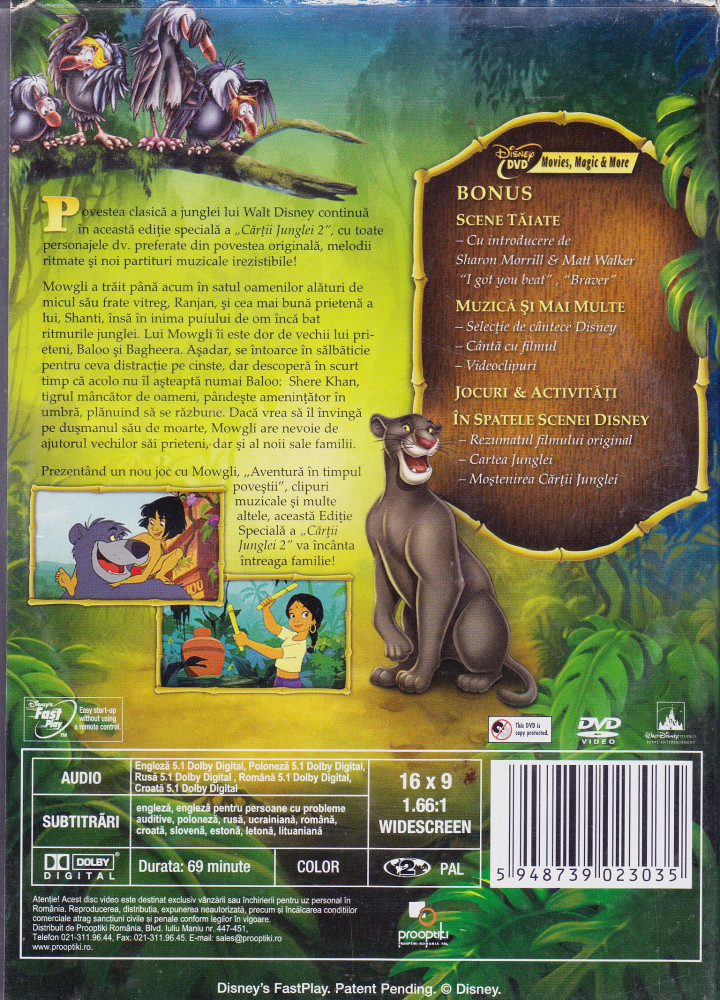DVD animatie: Cartea junglei 2 ( original, dublat + sub in lb.romana ) |  arhiva Okazii.ro