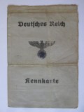 Carte de identitate nazista pe panza cu foto si amprente 150x105 mm din 1940, Europa, Documente