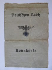 Carte de identitate nazista pe panza cu foto si amprente 150x105 mm din 1940 foto