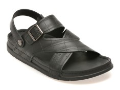 Sandale OTTER negre, 25098, din piele naturala