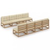 Set mobilier de gradina cu perne, 9 piese, lemn masiv de pin