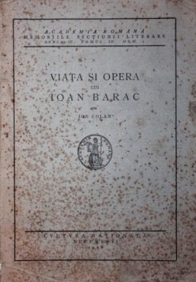 VIATA SI OPERA LUI IOAN BARAC foto