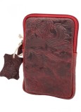 Geanta dama de umar mini pentru telefon, Port Telefon Crossbody, Curea de umar din piele, 18x12x2 cm, Negru, Rosu
