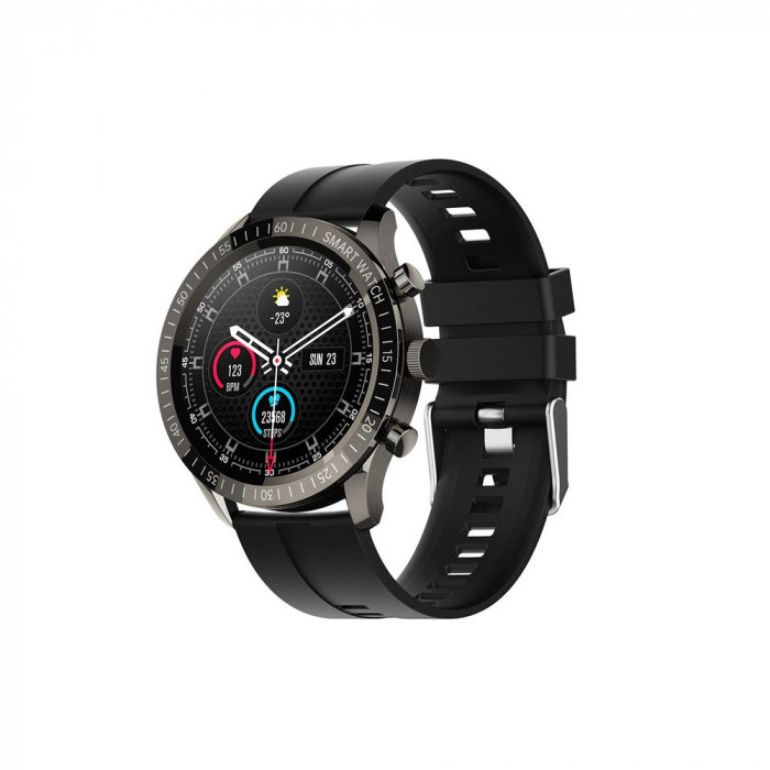 Ceas Smartwatch Twinkler TKY-QY05 Negru, Curea silicon cu Moduri sportive, Monitorizare tensiune arteriala, Memento sedentar, Calitate somn, Calorii a