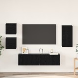 vidaXL Set comodă TV cu raft Pe perete Altele cu depozitare cu ușă 5 pcs Stejar negru Lemn compozit