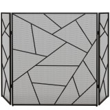 HOMCOM Paravan Pliabil Anti-Sc&acirc;ntei pentru Șemineu cu 3 Panouri, 135x1,2x85 cm, Negru | Aosom Romania