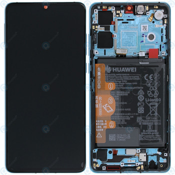 Huawei P30 (ELE-L09 ELE-L29) Capac frontal modul display + LCD + digitizer + baterie (VERSIUNE NOUĂ) albastru aurora 02354HRH foto