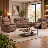 Set canapele relax pentru living,3 piese,configuratie 3+2+1 locuri,cu 5 functii de relaxare si spatare reglabile pentru confort la citit si viziona