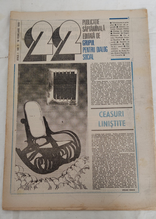 Ziarul 22 - Grupul pentru Dialog Social (16 februarie 1990) Anul 1, nr. 5