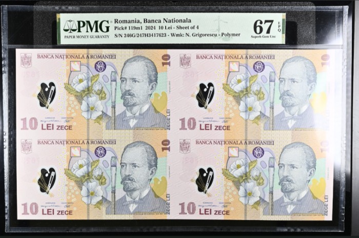 Coala 10 lei 2024 PMG67 UNC bancnota gradata