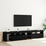 Cabinete pentru TV vidaXL 2 buc cu Lumini LED Stejar Negru Lemn Prelucrat, Stand pentru TV vidaXL cu Lumini LED - Stejar Negru - 75x35x40 cm - Fabrica