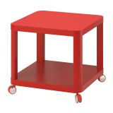 Masuta cafea cu rotile Red, 50 x 50 cm, pal/mdf, raft reviste, Rosu