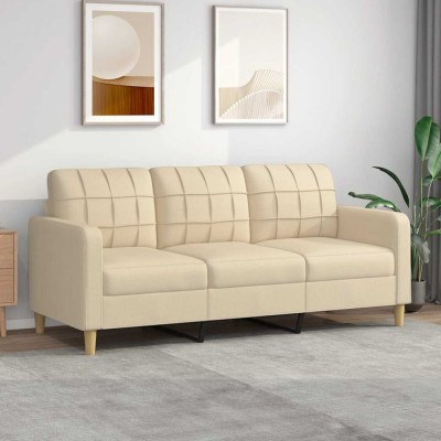 vidaXL Canapea cu 3 locuri, crem, 180 cm, material textil 359101 foto
