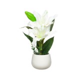 Ghiveci decorativ si Crin artificial, Alb, 28 cm, ATU-083924, Oem