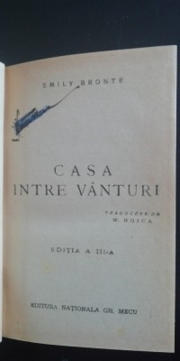 myh 525f - EMILY BRONTE - CASA INTRE VANTURI - ED 1943 foto