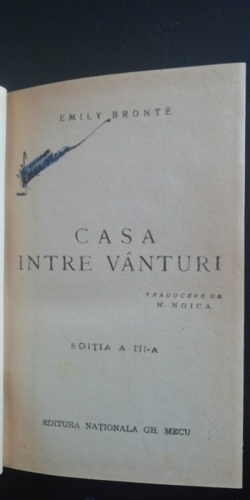 myh 525f - EMILY BRONTE - CASA INTRE VANTURI - ED 1943