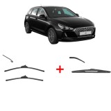 Cumpara ieftin Set 3 stergatoare HYUNDAI i30 (PDE, PD, PDEN) 2016-2020, pentru parbriz si luneta, Valeo Silencio