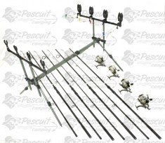 Kit 4 Lansete 3,6m Super Point cu Mulinete G6500 si Rod Pod Full Echipat foto