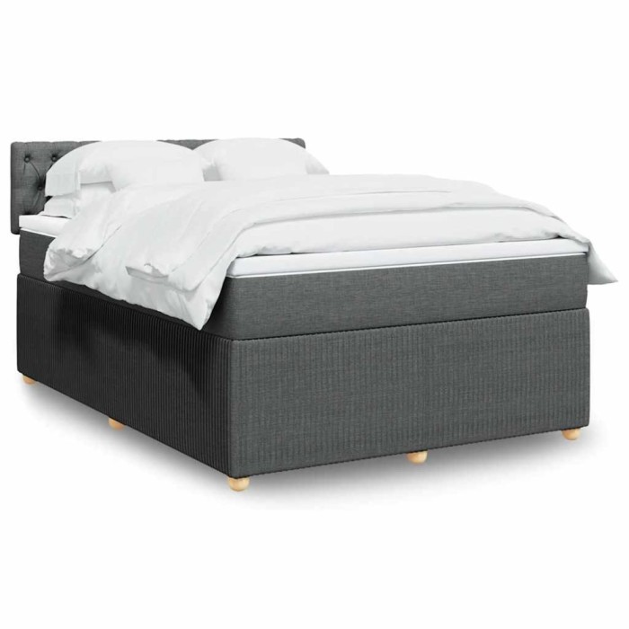 vidaXL Pat box spring cu saltea, gri &icirc;nchis, 140x190 cm, textil 3289759