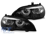 Kit de faruri xenon de tuning potrivit pentru BMW X5 E70 2007-2010 cu baza neagra, stanga si dreapta Performance AutoTuning