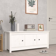 vidaXL Dulap pentru pantofi, alb, 110x38x45,5 cm, lemn masiv pin